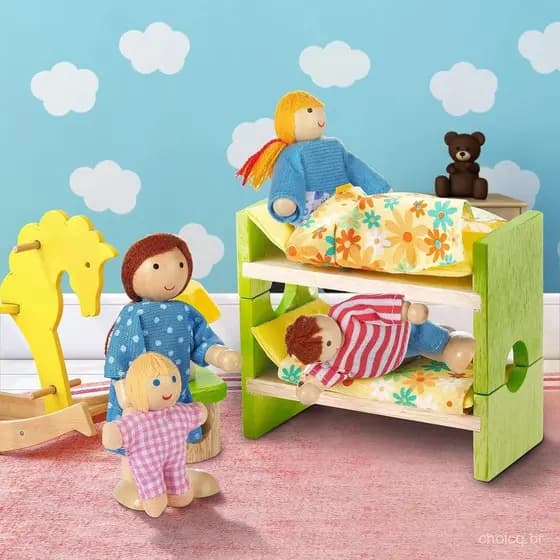 Casa de Bonecas de Madeira Família Feliz Conjunto de 7 Mini Bonecas Brinquedo de Role-Play Figuras em Miniatura para Ves