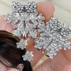4-1Pc Mini Floco De Neve Strass Grampo De Cabelo-Coreano INS Brilhante Chapéu De Natal-Clipe Lateral De Franja-Doce Requ