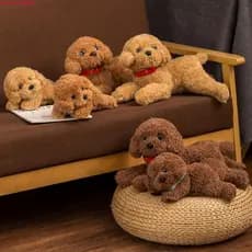 Brinquedo De Pelúcia Para Cachorro TIANCHUANG , Bonecos De Estilo Deitado Realista , Brinquedos Macios E Fofos Poodle