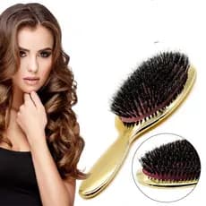 Luxo Ouro E Prata Javali Cor De lBristle Padde Escova Oval Para Cabelo Anti-Estática Pente Cabeleireiro Massagem