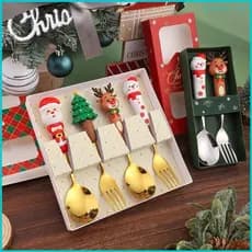 Conjunto E Garfo Nim Festival 410 Talheres Natal Aço Inoxidável Utensílios Práticos Para Comer Adequados