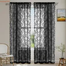 Cortina De Renda Floral HUIJIANG , Porta Transparente Bordada Respirável Com Borda Ondulada Para Meninas