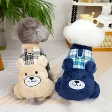 Jaqueta de Algodão Xadrez Urso para Animais de Estimação S-XXL Algodão Espesso Confortável Veludo Outono Inverno Quente