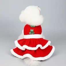 Modas Festivas Para Seus Animais De Estimação Peludos : Vestido De Cachorro De Pelúcia De Natal E Terno De Papai Noel Ga