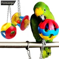 FOREVERGO Brinquedo para Animais de Estimação, Bola Oca de Plástico para Papagaio, Brinquedo de Mastigar com Sino em For
