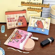 [largeloohg] Bolsa de Moedas de Capivara em Estilo Cartoon, Bonita, Portátil, Impermeável, Mini Bolsa de Armazenamento T