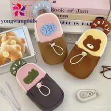 Bolsa de papelaria YONGWANG Y2K com desenhos de urso, peixe e crocodilo, organizador de mesa, estilo coreano, XKIP