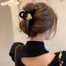 OYY Grampo De Cabelo De Coração De Veludo , Grampos De Garra Rosa Vintage , Tiara De Noiva Estilo Gótico , Tamanho Grand