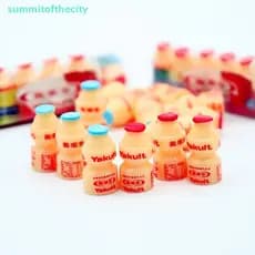 Weijiaott 10 Peças Casa De Bonecas Simulação Em Miniatura Yakult Garrafa Azeda Bebida Boneca Brinquedos De Cozinha Super