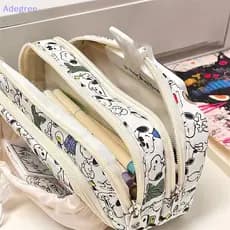 Adegree Kids Kawaii Pen Box Snoopy Pencil Case Cordão Cartoon Bag Grande Capacidade Mulheres Estudantes Meninas Escola P