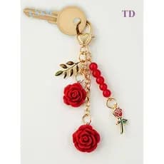 TD Cute Esmalte Rosa Vermelha E Preta Chaveiro Dia Dos Namorados Chaveiros Para Mulheres Meninas Jóias Artesanais Presen
