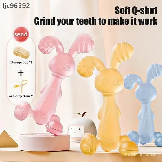 [ljc96592] Mordedor De Bebê De Silicone Brinquedos De Mastigar Para Bebês Desenho Animado Em Forma De Coelho Pequeno Fof