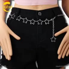 Cinto Estrela de Cinco Pontas Subei Cinto de Corrente de Metal Elegante Cinto Decorativo para Jeans Vestido Cinto de Cri