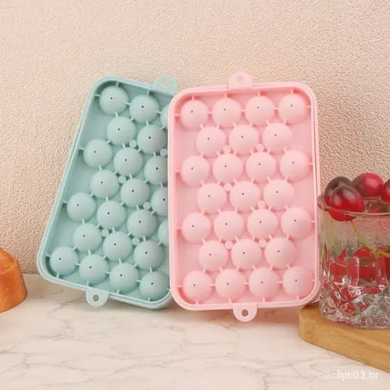 Forma de Gelo de Silicone Elástico 25 Bolas de Gelo com Tampa, Forma de Gelo Livre de BPA para Congelar Cubos de Gelo LZ