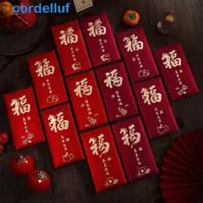 CORDELLUF 6pcs Envelopes Vermelhos Chineses , 2026 De Dinheiro Engrossados Do Ano Cavalo , Bênção
