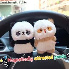 # weicheng Pares De Atração Magnética De Animais Fofos Panda Boneca De Pelúcia Chaveiro Pingente Mochila Decoração Suspe