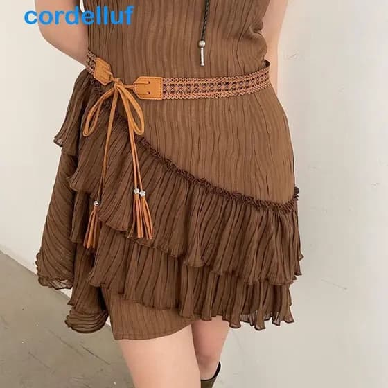 CORDELLUF Cinto Boêmio , Estilo Étnico Com Borla , Alça De Cintura Tecida À Mão , Corrente Feminina Para Meninas
