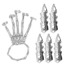 HY1 Esqueleto Mão Pulseira Para Mulheres Gótico Punk Crânio Ajustável Dedo Cheio Garra Cosplay Festa Jóias Presente