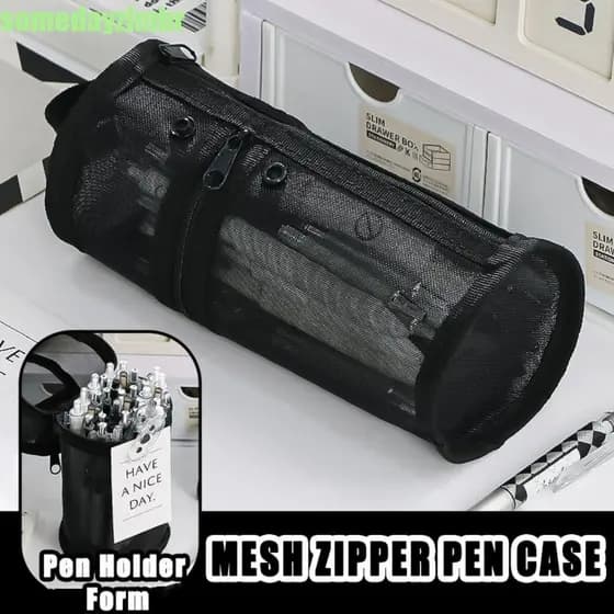 SOMEDAYZL0M Bolsa De Armazenamento De Pincéis De Maquiagem , Estojo De Lápis De Malha Simples De Grande Capacidade , Zíp