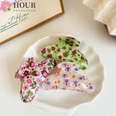 Grampo De Cabelo HOUR , Clipe De Garra Doce Floral Retrô , Presilhas Acrílicas Leves Antiderrapantes , Presentes Para Me