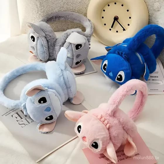 Protetores de orelha infantis de pelúcia quente modelo 2025, protetores de orelha Stitch, Stitch R462