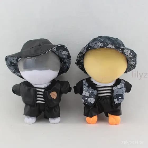 Stray Kids Roupas Skzoo Boneca Idol de 20cm Casaco de Couro PU Chapéu Impresso Acessórios para Fãs de Bonecas Presente S