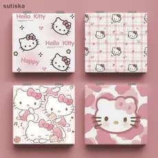 sutiska 1 Pc Saniro Hello Kitty Mini Espelho De Maquiagem Portátil Bonito Kt Cat Espelhos Dobráveis De Dois Lados Mulher