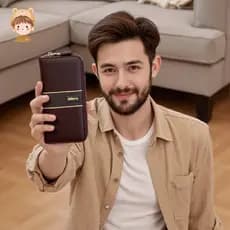 Nova Embreagem Longa Com Zíper Multifuncional Para Negócios Masculinos-Carteira De Grande Capacidade Profissionais