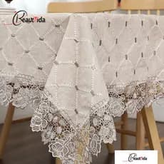 Toalha de mesa rústica do algodão cinzento branco do linho para o jantar da cozinha, partido, feriado, Natal, bufete CPY