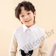 Gola Falsa Branca Infantil Removível – Acessório de Camisa para Meninos Elegantes