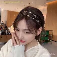 CLO Strass Bandana Multi Camada Borboleta Lua Estrela Cabelo Argola Tiara Casamento