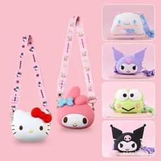 Sanrio Bolsa De Silicone Para O Ombro Hello Kitty Kuromi My Melody Coin Purse Kawaii Toys Squishy Bags Crianças Decoraçã