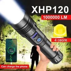 Lanterna LED Super XHP120, a mais potente, lanterna tática recarregável XHP90, potente, 26650, para camping, USB OQMZ