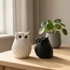 Coruja Decorativa Moderna 12cm   | Minimalista e aconchegante | Escritório, Estante Presente Duo