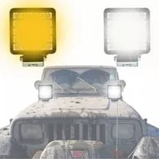 Farol Milha Led Quadrado 90w Off Road 42mm 2x1 Ambar Branco