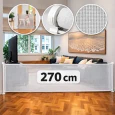Portão Retrátil Branco C/ Trava 10cm a 2,7m Segurança Grade Tela Cercadinho Bebe Pet Chiqueirinho Proteção