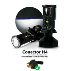 Par Lâmpada Led Projetor H4 72w 6000k Super Extra Forte 8500Lm Canbus Canhão Farol