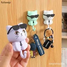 [fulseep] Ganchos Para Chaves De Gatos Fofos , Porta-, Adesivas , Desenhos Animados , Gravidade , Criatividade , Gancho