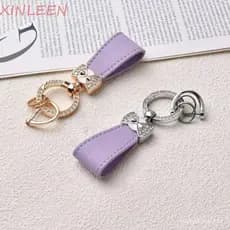 Chaveiro De Couro Genuíno XINLEEN Luxuoso , Porta-Chaves Com Fivela Fosca , Pingente De Chave De Carro