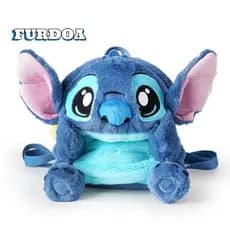 Mochila Escolar Blue Stitch Mochila de Pelúcia Fofa Mochila de Estudante Bolsa Escolar de Desenho Animado
