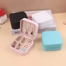 KIT 2 Porta Joia De Bolsa Para Viagem Portátil/caixa de armazenamento/bolsa/anel/colar Com zíper
