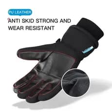 Luvas de Inverno Quentes para Snowboard e Esqui para Homens e Mulheres, Luvas Pretas Impermeáveis para Adultos para Esqu