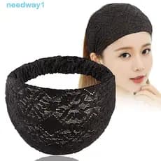 NEEDWAY Faixas De Cabelo De Renda , Faixa De Cabeça De Flor De Malha De Argola Antiderrapante , Cocar Oco , Envoltório L