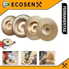 Kit jogo 4 peças Disco De Desbaste Madeira para Esmerilhadeira 100mm 4 polegadas