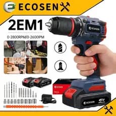 Furadeira Parafusadeira  Sem escovas 21V 2 Baterias em caixae de papelão e acessórios