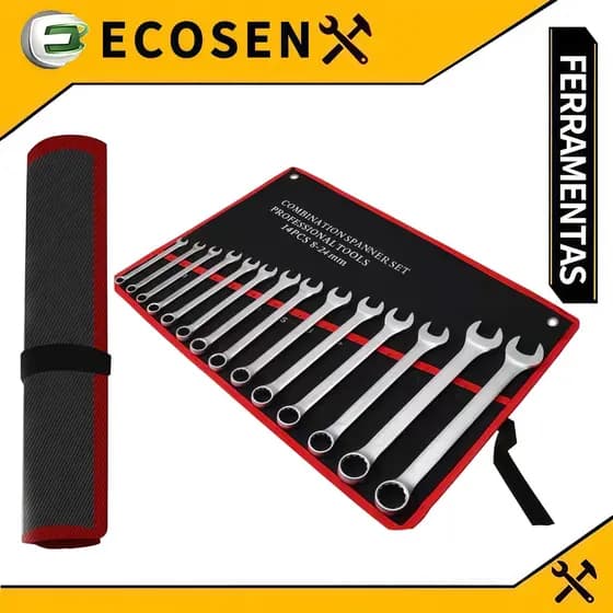 ECOSEN Jogo Chave Combinada Boca Estrela 12 Peças Profissional combinação de aço carbono Chave fixa