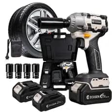 Chave de Impacto Elétrica Sem Fio 3 em 1 Com 21V Bateria Motor Brushless e Maleta