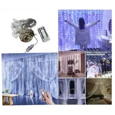Cortina de LED Branca 300 Pontos de Luz 3x3m Para Casamento e Festa
