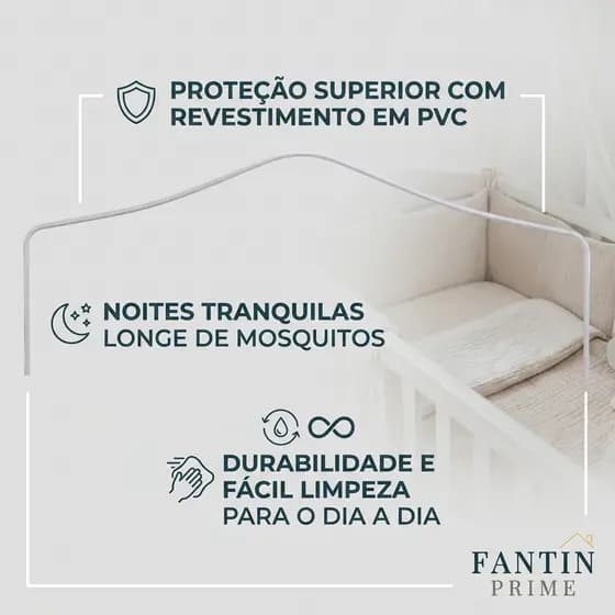 Haste Varão Suporte Mosquiteiro Berço Americano Revestida Em PVC Branco 135cm
