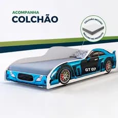 Cama Infantil Cama Carro GT com Colchão Para Quarto Juvenil Feito em MDF Resistente